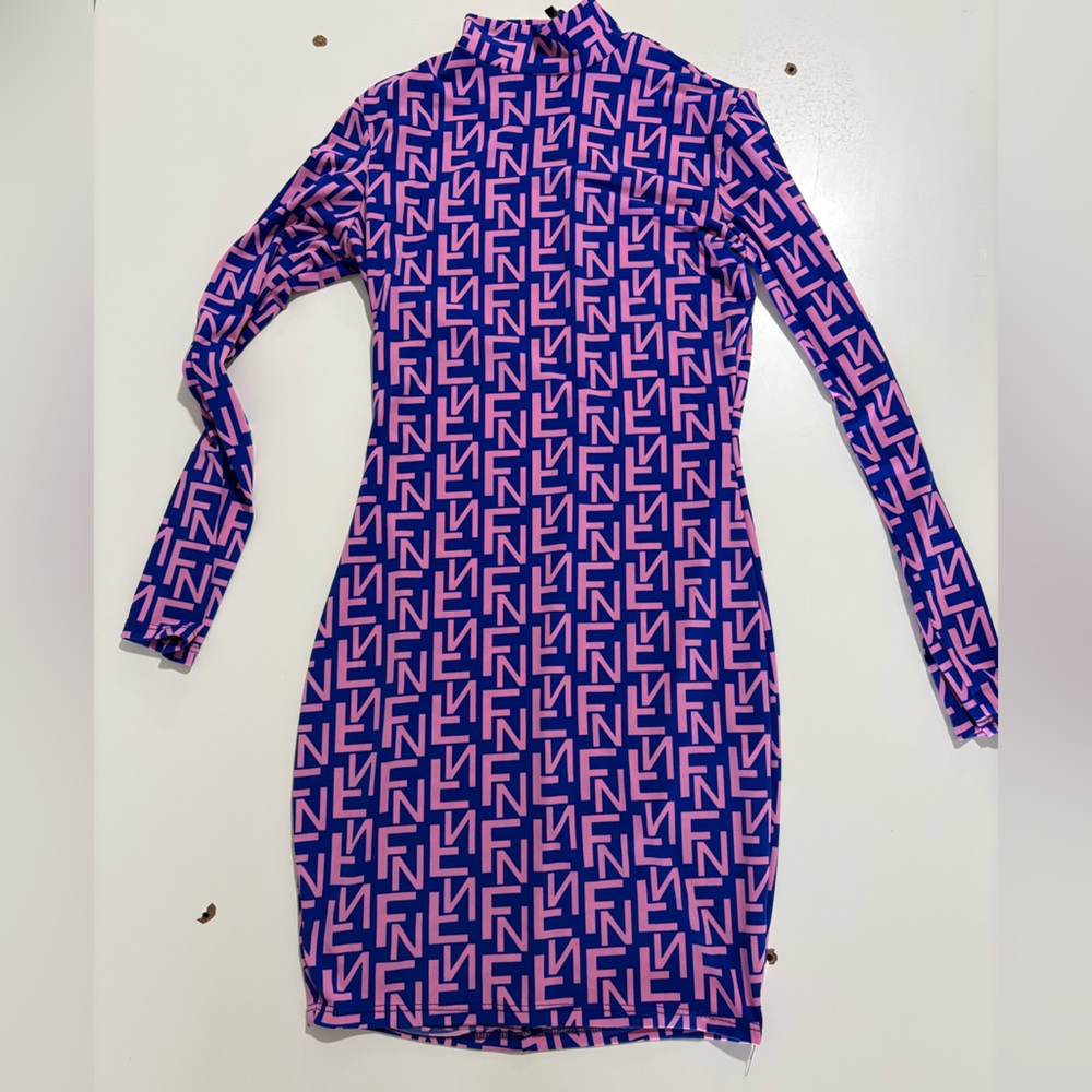 Fashion Nova Blue and Pink Mini Dress